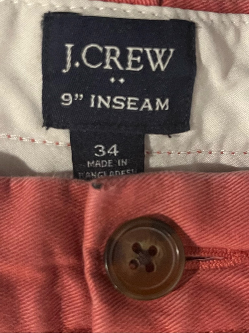 J. CREW Men’s FADED RED Flat Front Shorts, Sz 34, 9” Inseam ORIG $125 DESIGNER!